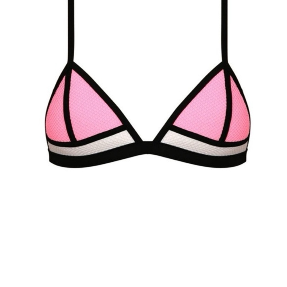 Triangl Swimwear Pink and Black Bikini Top neoprene sz m